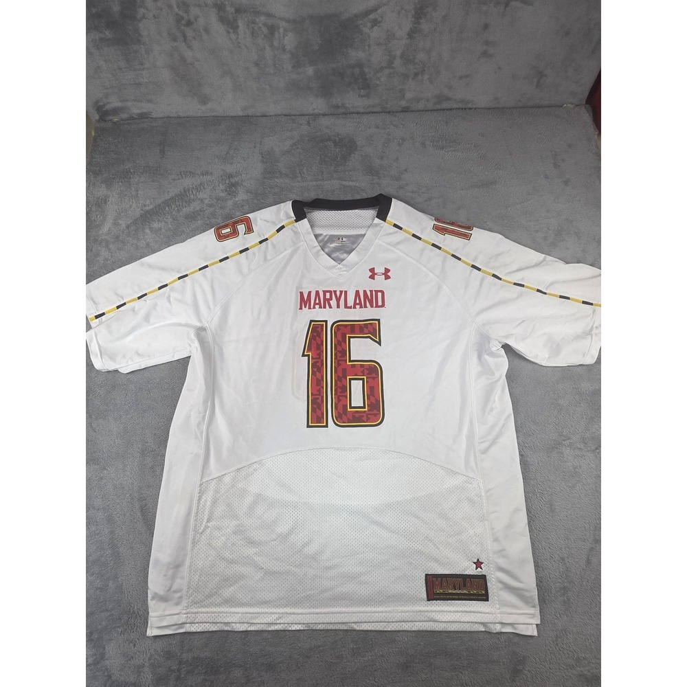 Under Armour Maryland Terrapins White #16 Jersey Mens Size 2X HeatGear